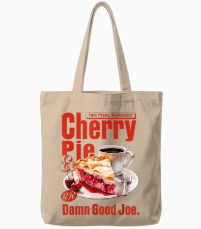 Twin Peaks Cherry Pie and Joe Rr Diner Tv Show T-Shirt, Black, S Tote Bags - Natural