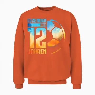 12th Birthday Retro Football Player 12 Years Boy Kids T-Shirt, Black, S Unisex Sweatshirt - Orange