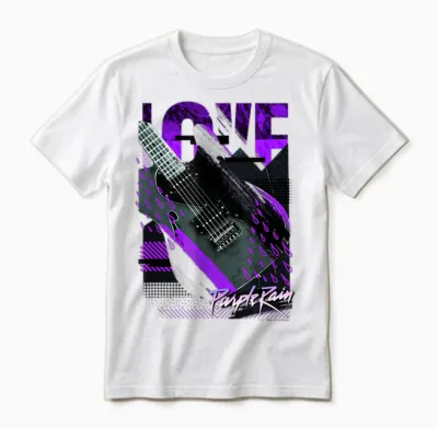 Wb100 Purple Rain Love Guitar Retro Prince Collage Logo Unisex T-Shirt - White