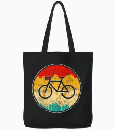 Cycling Retro Tote Bags - Black