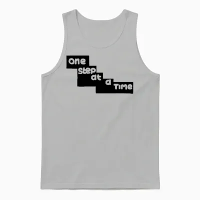 One Step at a Time-Breast Cancer Awareness Unisex Tank Top - Ash