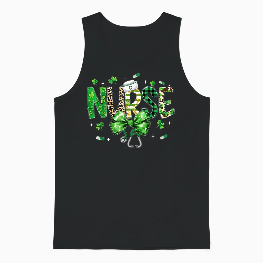 Irish Coquette Nurse Stethoscope Scrub St Patricks Day Nurse Unisex Tank Top in Black