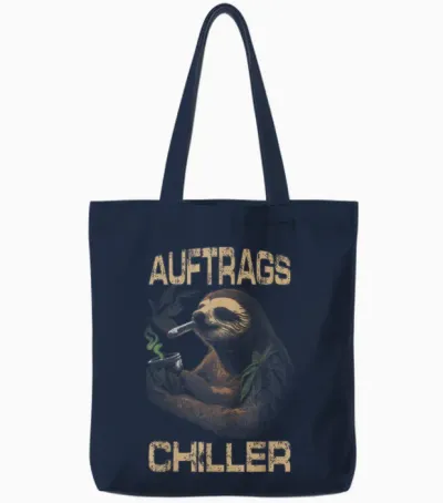 Auftragschiller Sloth Saying Stiffer Costume Cannabis Hemp Tote Bags - Navy
