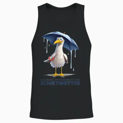 Schietwetter Saying - Seagull North Coast Beach Sea Funny Unisex Tank Top - Black