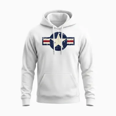 Millésime 1947 à Présent Style Aviation Militaire Américaine Roundel Unisex Hoodie - White