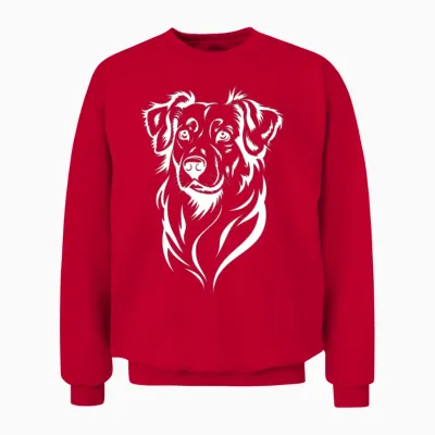 Loyal Dog – Detailed Dog Illustration Unisex Sweatshirt - Red