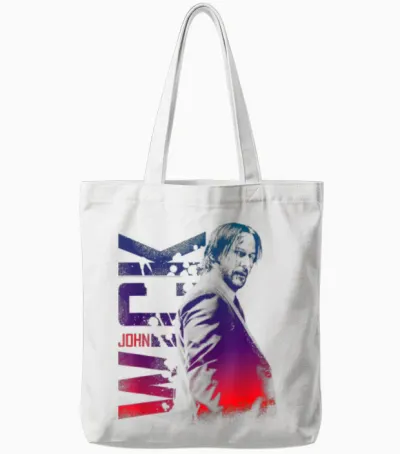John Wick Colorful Photo with Logo Action Movie Tote Bags - White