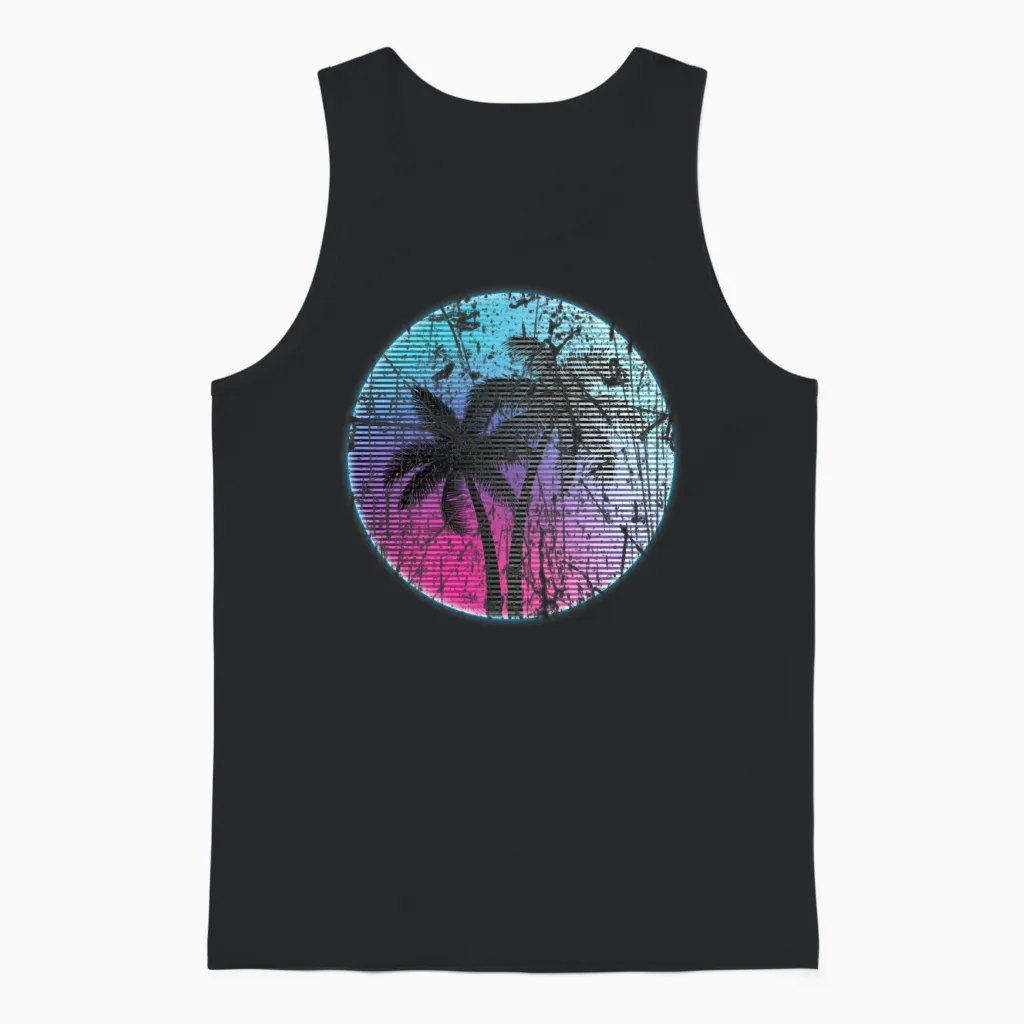 Synthwave Retro 80s Unisex Tank Top in Black