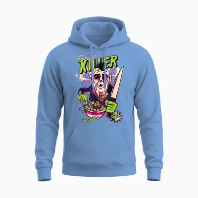 Müsli Killer Retro Horror Serienmörder Dark Humor Comic Unisex Hoodie - Carolina Blue