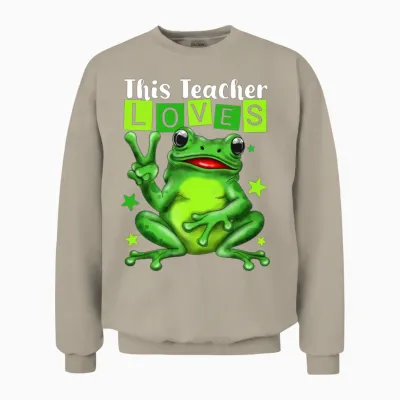 Biology Teachers: This Teacher Loves Frog Unisex Sweatshirt - Sand