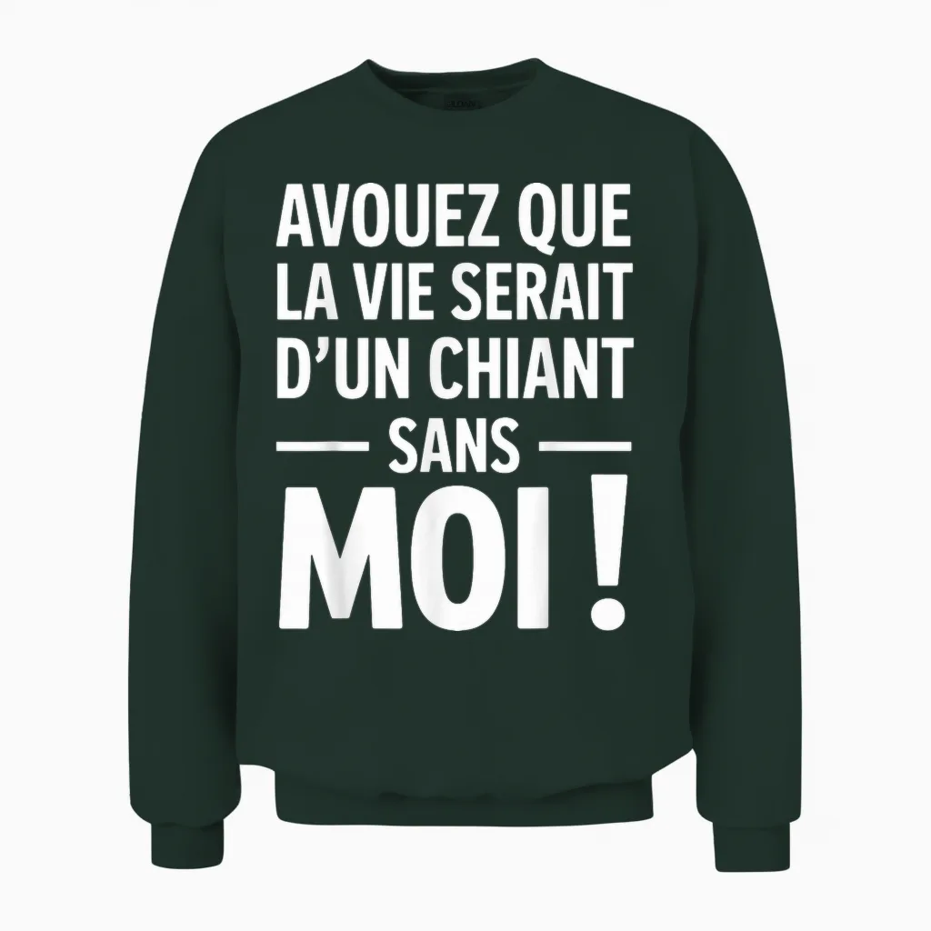 Admit That La Vie Serait D'un Chiant Sans Moi Humour Beauf Unisex Sweatshirt in Forest