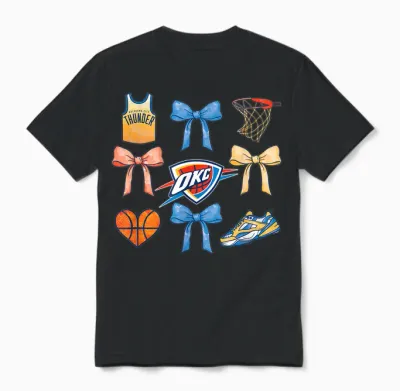 Nba Oklahoma City Thunder Bow Grid Unisex T-Shirt - Black