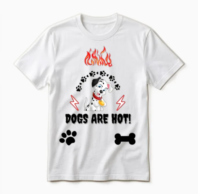 Cute Dog Lovers , Dogs Are Hot ! Unisex T-Shirt in White