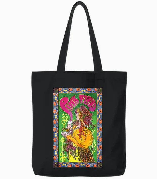 Official Pink Floyd Women's Vintage Band Marquee 1966 Tote Bags in Black