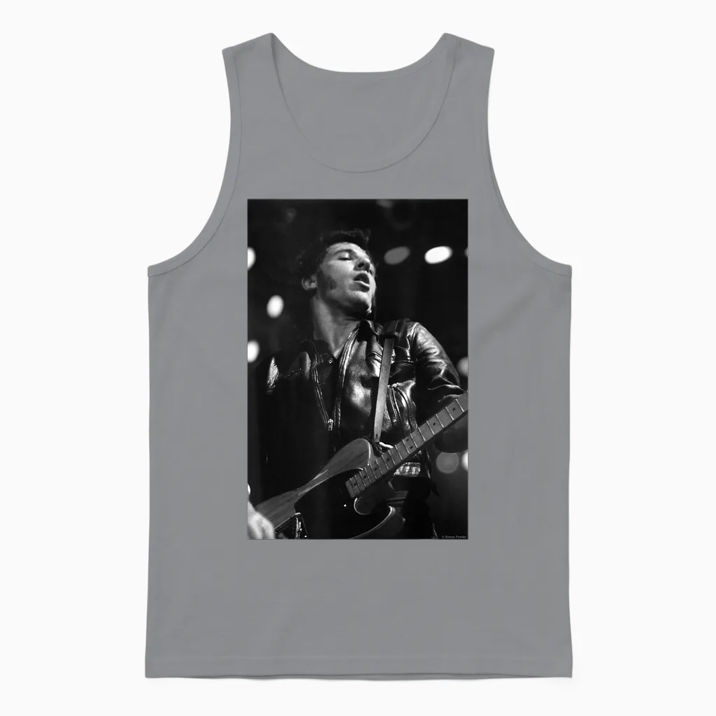 Bruce Springsteen Live at Wembley by Simon Fowler T-Shirt, Black, S Unisex Tank Top in Sport Grey