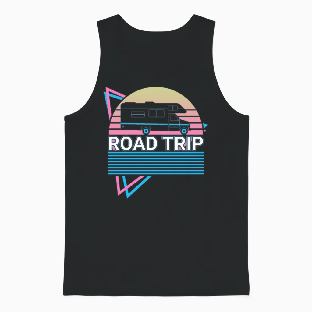 Road Trip Retro - Travel Unisex Tank Top in Black