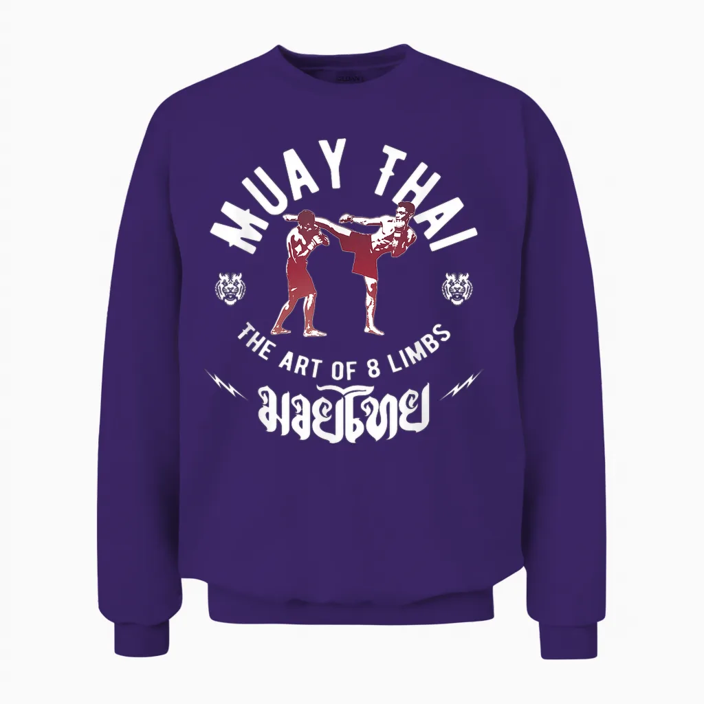 Muay Thai Gift Fight Club Men's Art of 8 Limbs Mma Fighter T-Shirt, Black Unisex Sweatshirt in Purple