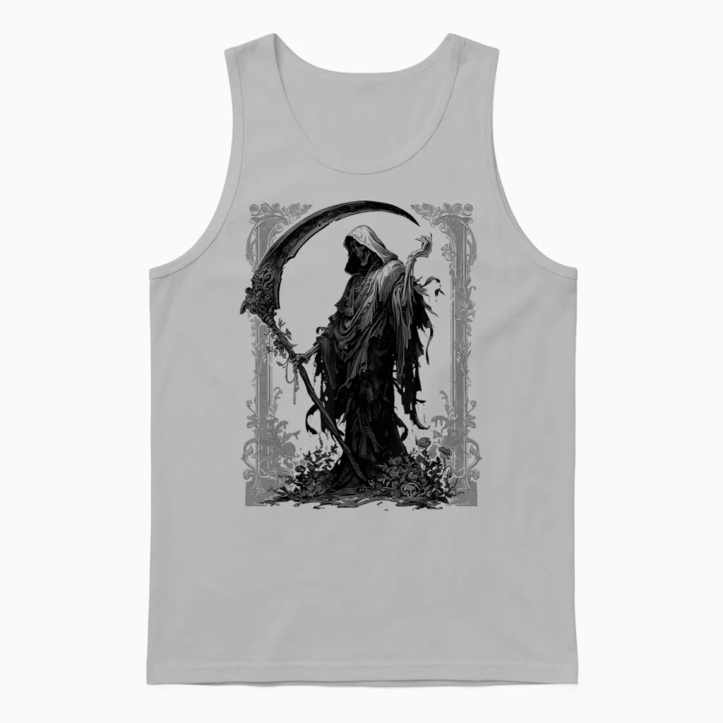 Grim Reaper Pastel Goth Occult Horror Gothic Aesthetic Unisex Tank Top in Ash