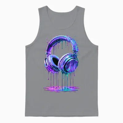 Kopfhörer Dj Gamer Musik Bunte Farbe Drip Art Unisex Tank Top - Sport Grey