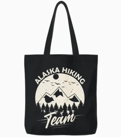 Alaska Hiking Team Hiker Nature Hike Tote Bags - Black