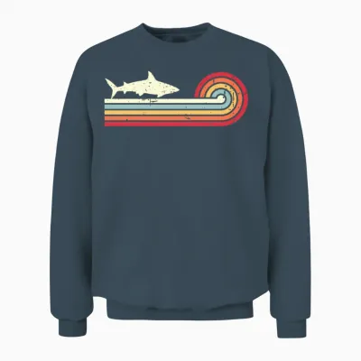 Vintage Retro Shark Silhuette Unisex Sweatshirt - Dark Heather