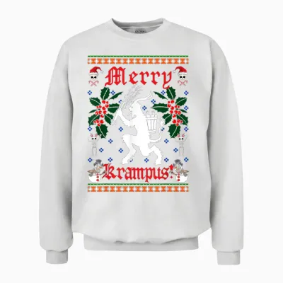 Funny Krampus Men Women Kids Merry Krampus Ugly Christmas Unisex Sweatshirt - White