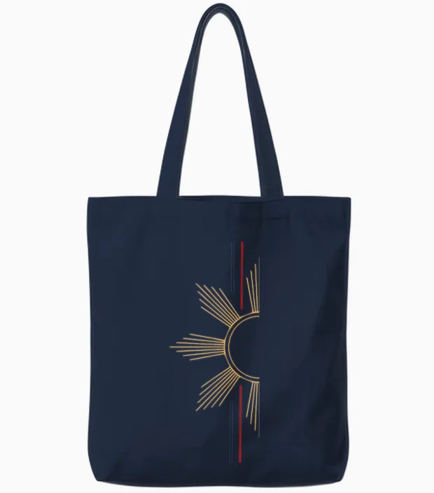 Minimalist Filipino Sun Tote Bags in Navy