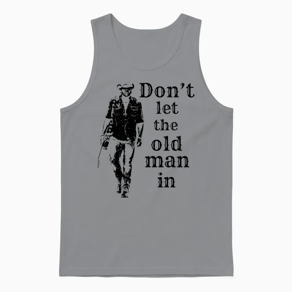 Ne Laissez Pas Le Vieil Homme Au Look Vintage Marcher Avec Une Guitare Manche Longue Unisex Tank Top in Sport Grey