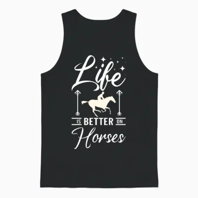 Life Is Better on Horses Unisex Tank Top - Black