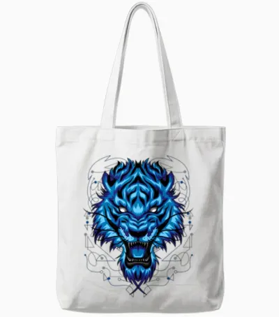 Tiger Head Retro Tote Bags - White