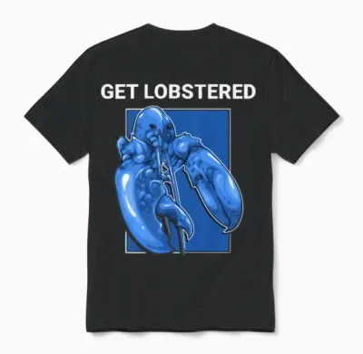 Funny Jumpscare Lobster Meme Blue Crustacean Unisex T-Shirt - Black