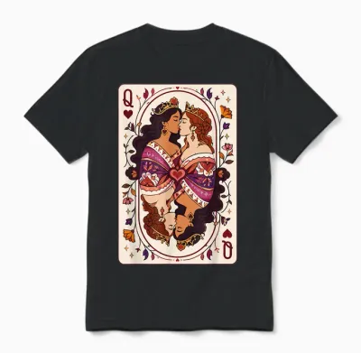 Lesbian Pride Month Lgbtq Queen Hearts Kartenmotiv Unisex T-Shirt - Black