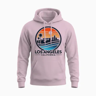 Los Angeles Retro Unisex Hoodie - Light Pink