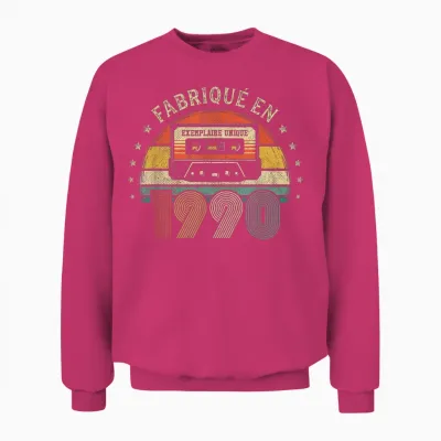 Fabriqué En 1990 Vintage Cassette - Cadeau Anniversaire 1990 Unisex Sweatshirt - Heliconia