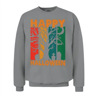 Retro Sunset Happy Halloween Unisex Sweatshirt - Sport Grey