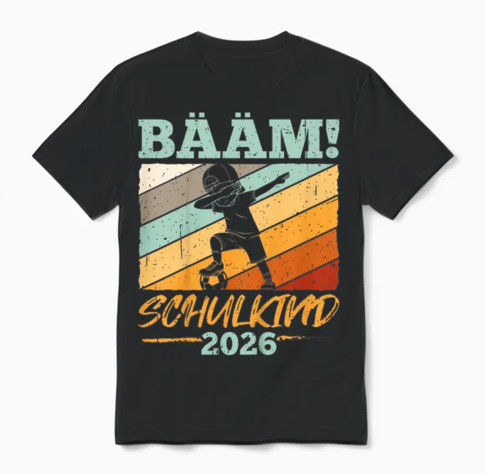 Kinder Bääm Schulkind 2026 Grundschule Schulkind Schule Einschulung Unisex T-Shirt in Black