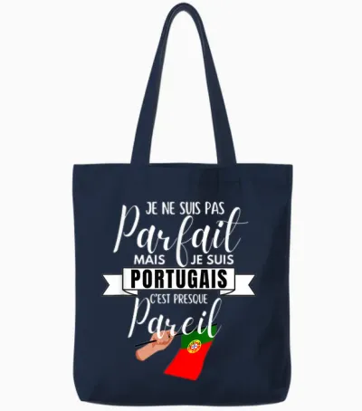 T-Shirt Humour Je Ne Suis Pas Parfait Mais Je Suis Portuguese T-Shirt, Black, S Tote Bags - Navy
