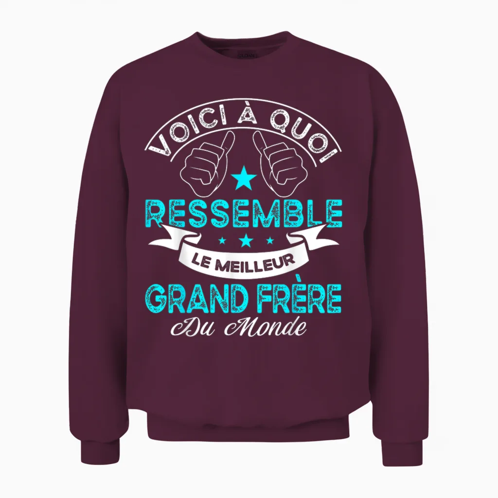 The World's Best Big Brother Birthday Gift Brother T-Shirt, Black Unisex Sweatshirt in Maroon