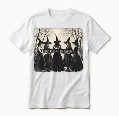 The Girl Will Be a Girl Funny Witch Witchy Vibes T-Shirt, Black Unisex T-Shirt - White
