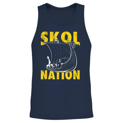 Skol Nation Distressed Viking Ship Unisex Tank Top - Navy