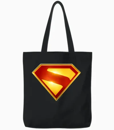 Superman (2025) Modern S-Shield Shiny Chest Emblem Tote Bags - Black