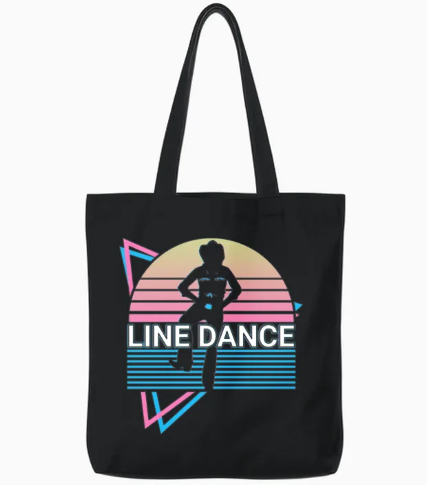 Line Dance Retro Tote Bags in Black