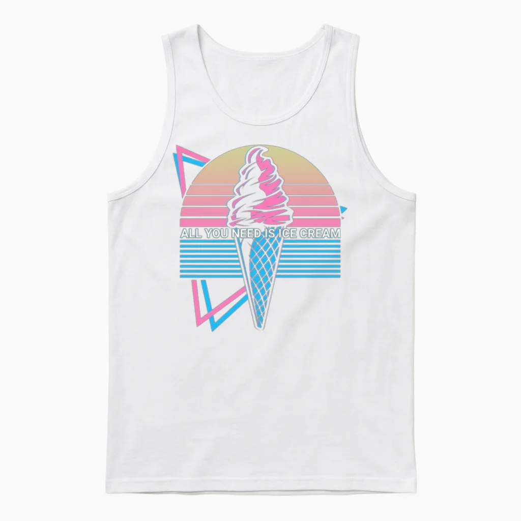 Ice Cream Retro Unisex Tank Top in White