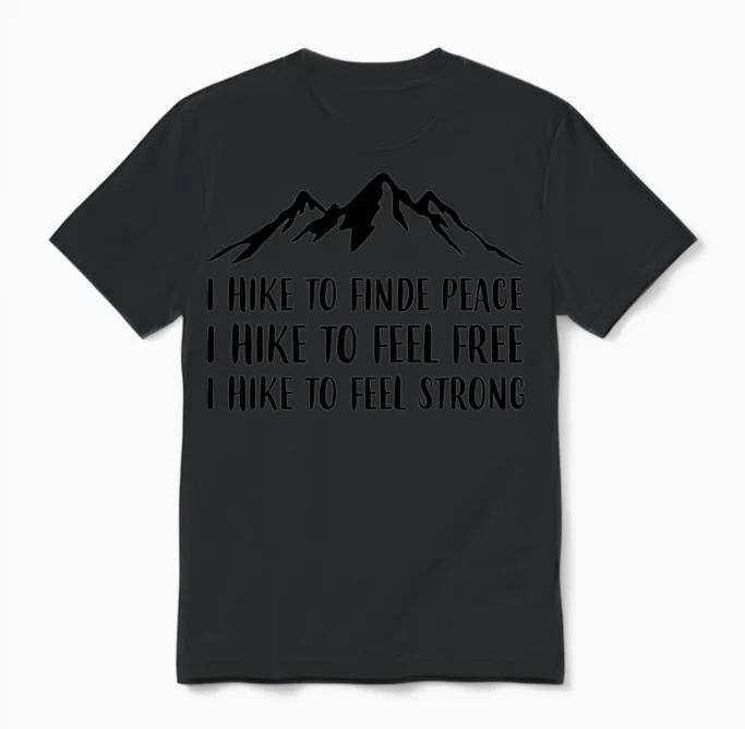 Hiking Peace, Freedom, Strength Unisex T-Shirt in Black