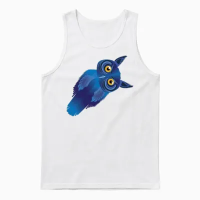 Amazing Owl with a Bowed Head Unisex Tank Top - White