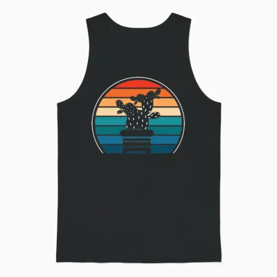 Retro Cactus Gardener Unisex Tank Top - Black