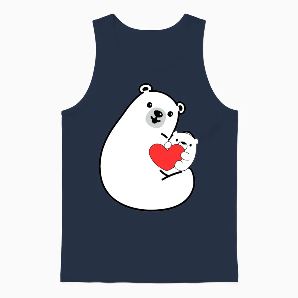 Cute Polar Bears Wildlife Unisex Tank Top in Navy