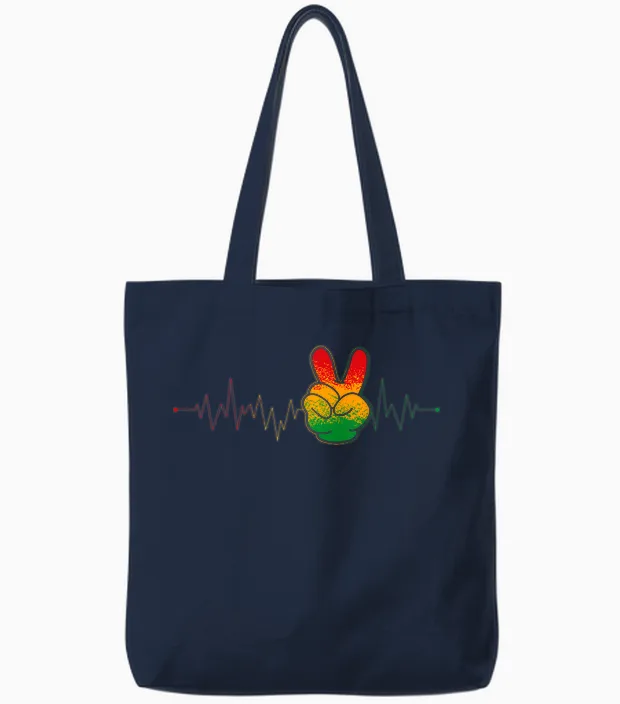 Good Rastafari Musik Vibes Only Rasta Jamaika Reggae Tote Bags in Navy
