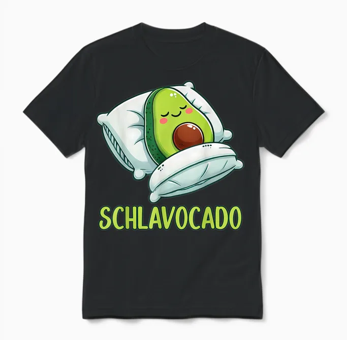 Schlavocado Schlafanzug Avocado Schlafshirt Unisex T-Shirt in Black