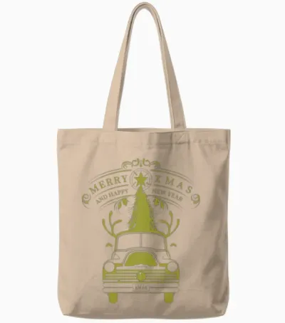 Christmas Retro Truck Tote Bags - Natural
